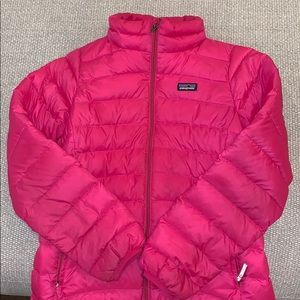 Patagonia Girls Hot Pink puffer jacket